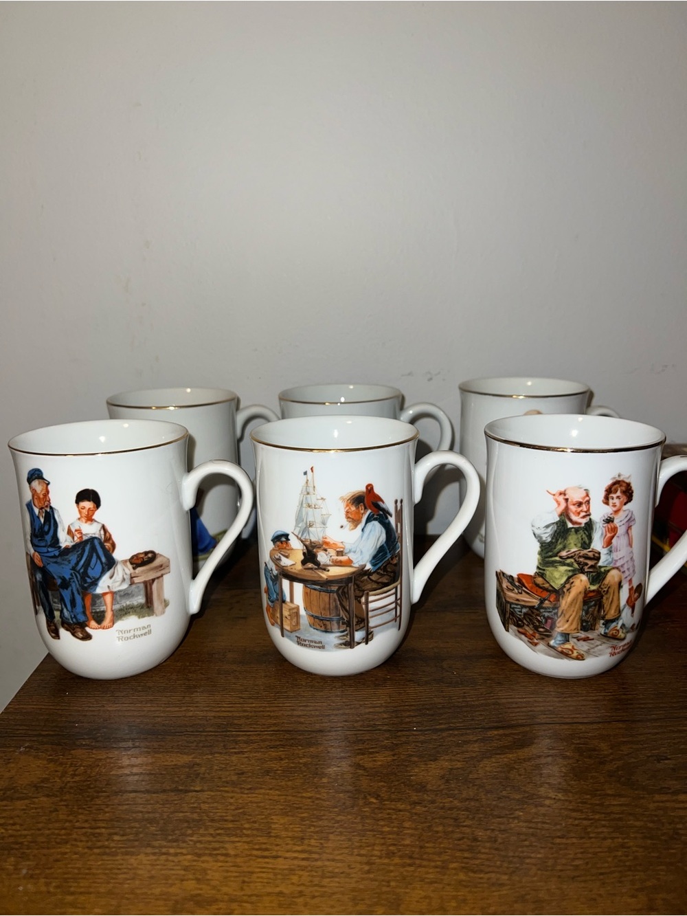 Norman Rockwell Set of Six Mugs